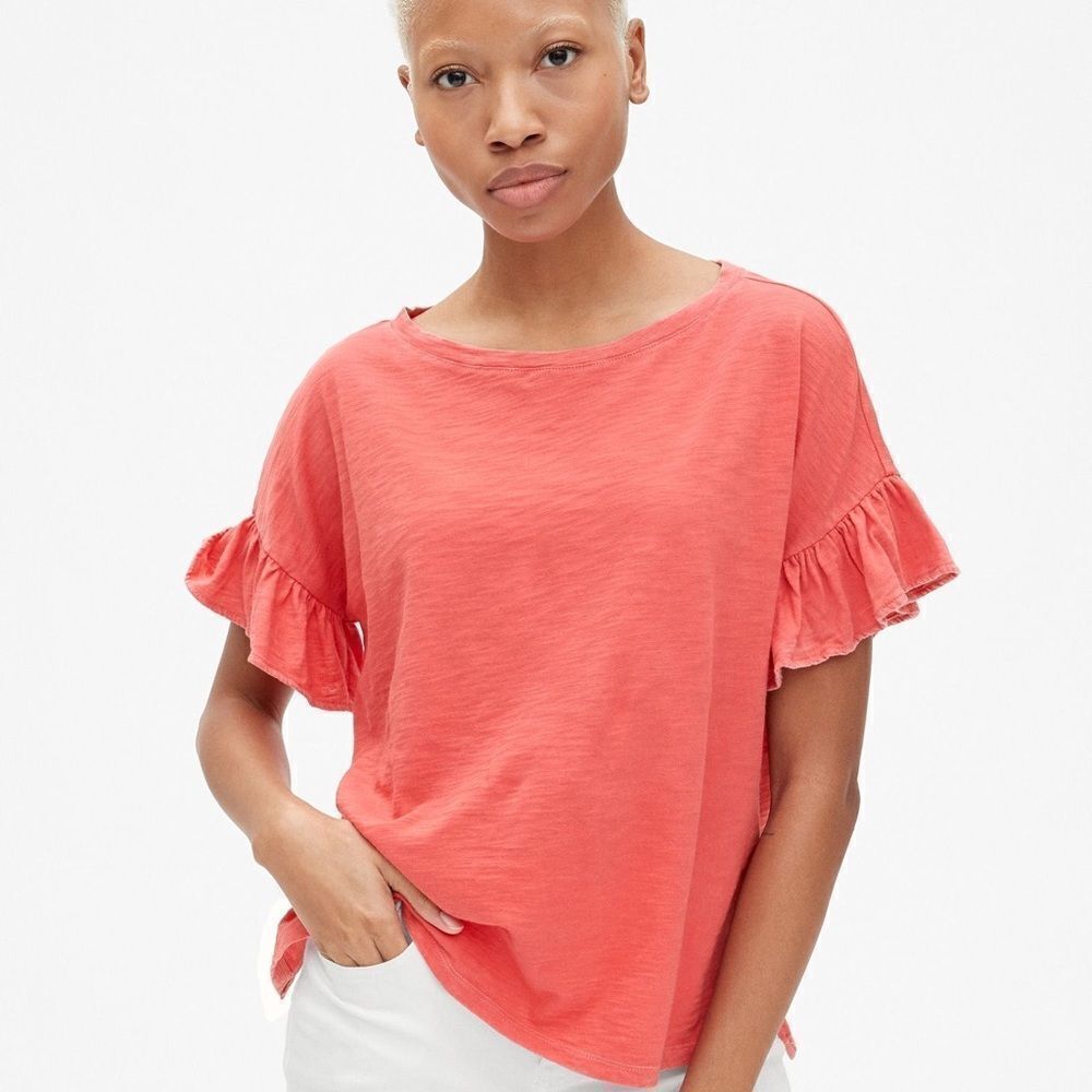 ✨Tori Richard Coral Linen Ruffle Sleeve Sweater✨